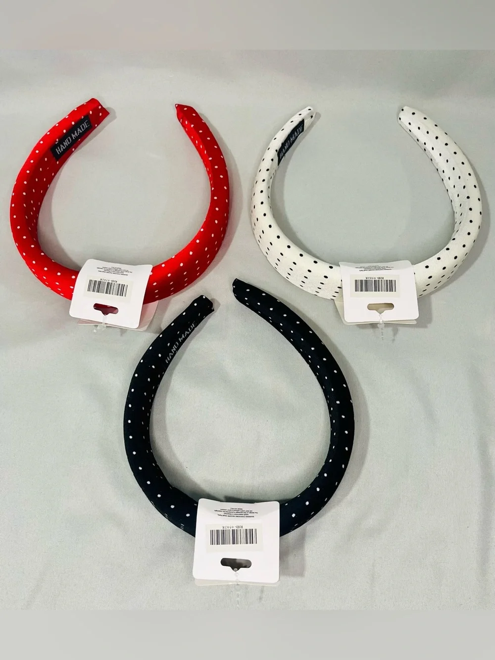 Polka Dot Padded Headband - Red, White & Black (3-Pack)